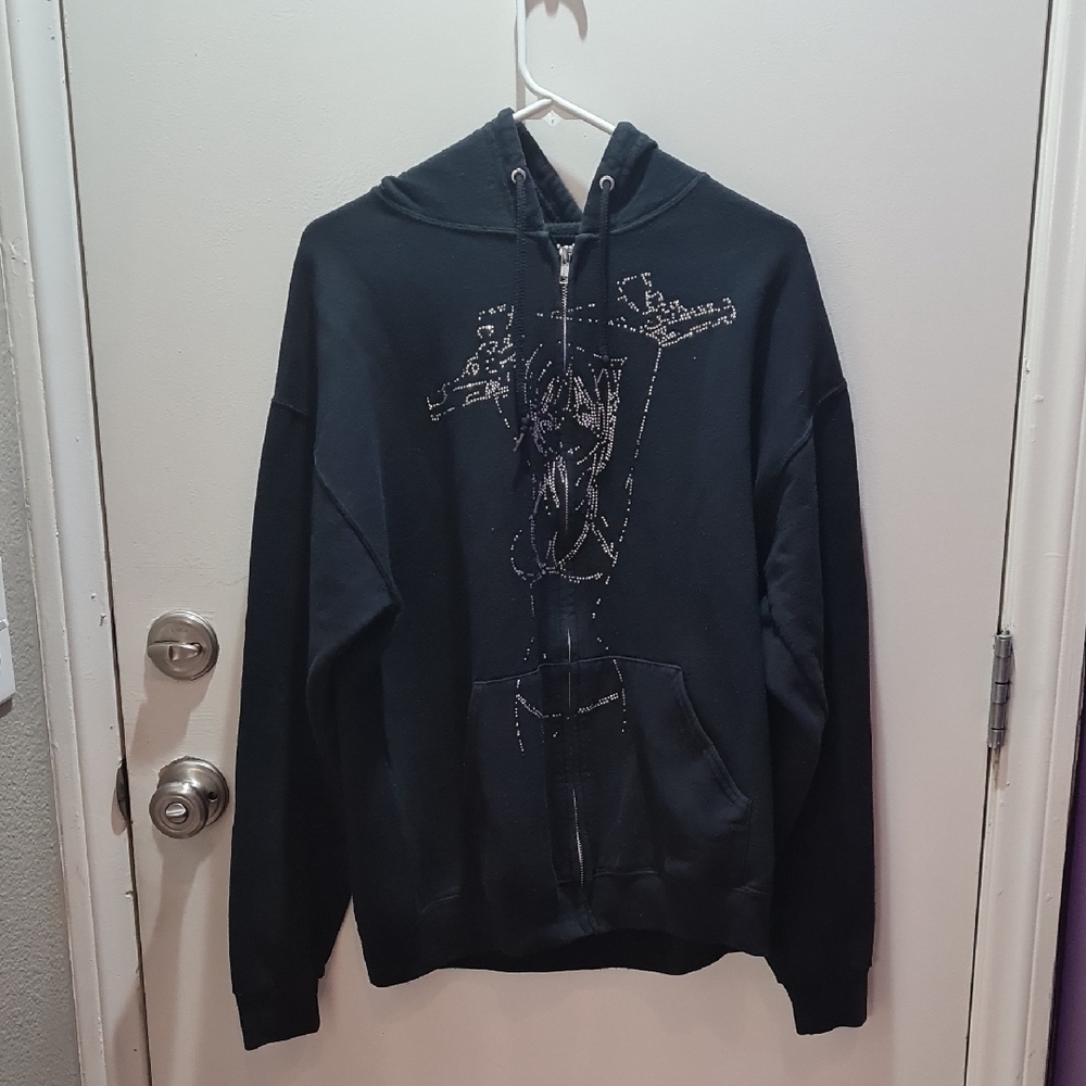 3for$15-Stylish Black Hoodie with Graphic Design